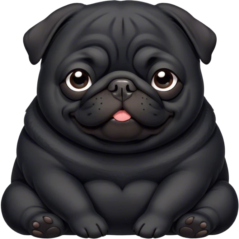Cinematic Meme-Worthy Chubby Sleeping Black Pug Portrait Emoji, Head resting peacefully with a contented smile, showcasing a delightfully chubby build and a luxuriously soft black coat, eyes shut in a serene nap, Simplified yet hilariously adorable features, highly detailed, glowing with a soft, drowsy light, high shine, relaxed and utterly lovable, stylized with an air of playful laziness, bright and heartwarming, soft glowing outline, capturing the essence of a comically sleepy companion, so meme-worthy it feels like it could instantly become the next viral sensation of adorable slumber! emoji