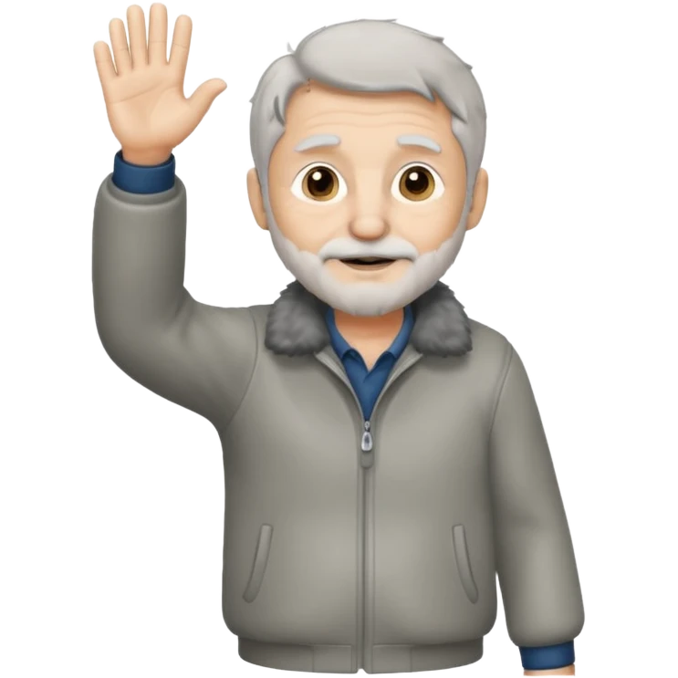 wolfgrandpa wholebody standing and waving his hand emoji
