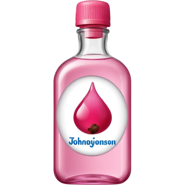 realistic Johnson and Johnson style bottle pink cap pink logo clear bottle with berry party logo with diddy oil and a berry on top bottle emoji