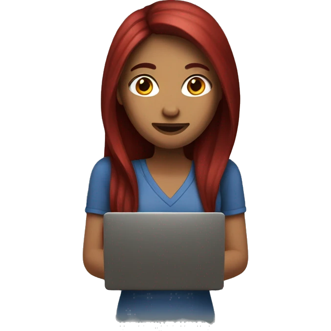 Woman that has Long Dark red hair playing on pc  emoji