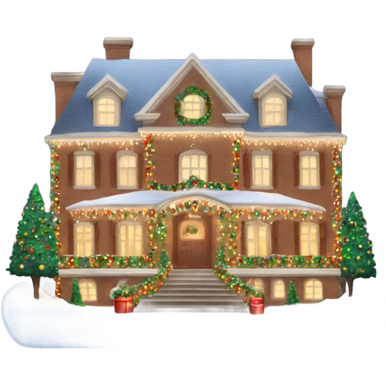 very large mansion overly decorated with lots of fancy Christmas lights and lots of Fancy christmas decorations emoji