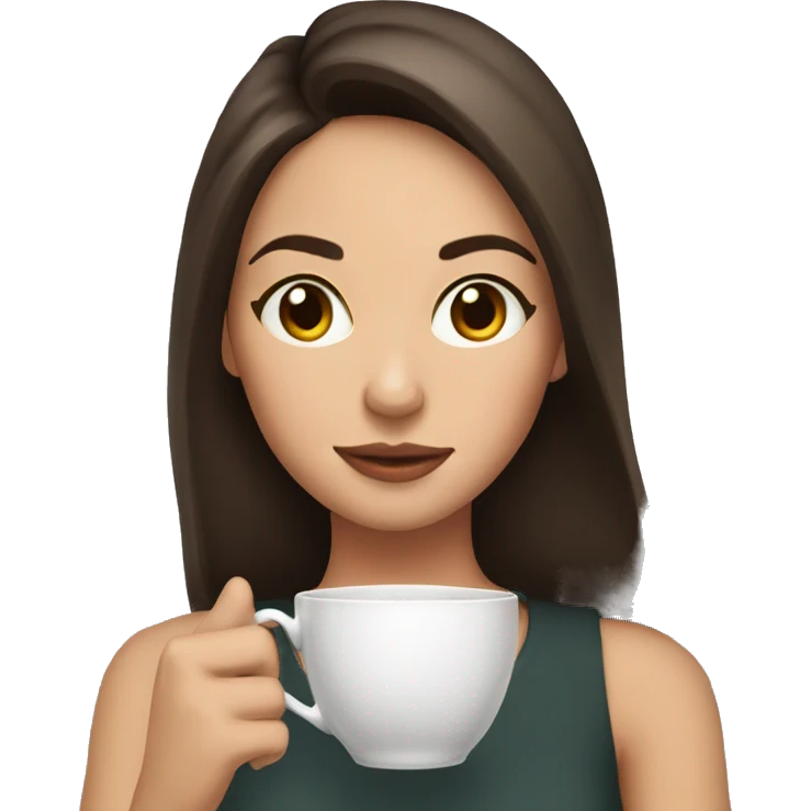 Girl brunette sipping tea emoji