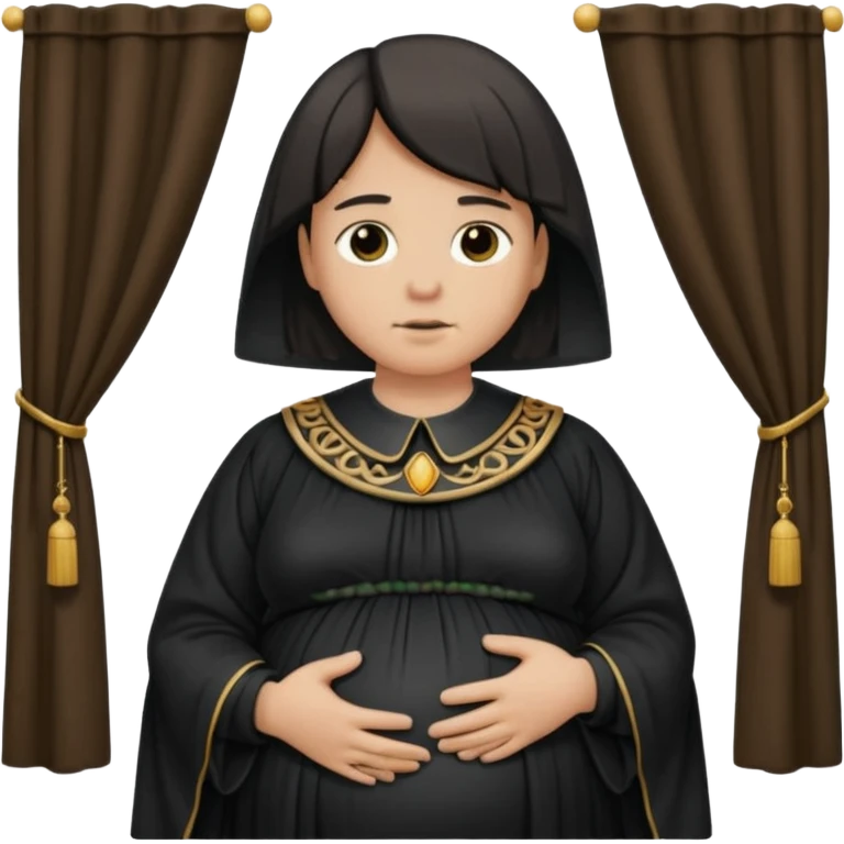 🫃 but with parted middle hair (curtains)  pregnant and in a roman collar  emoji
