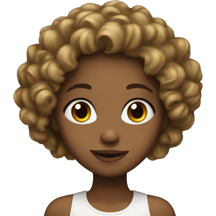 Girl white with curly hair brown emoji
