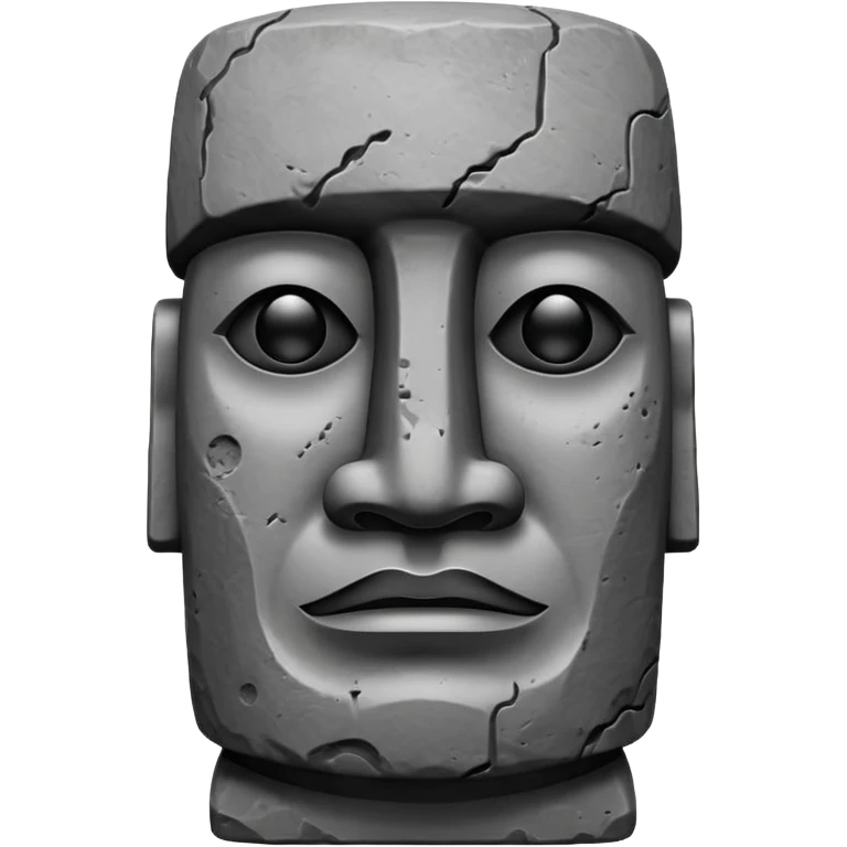 A moai statue in black and white emoji