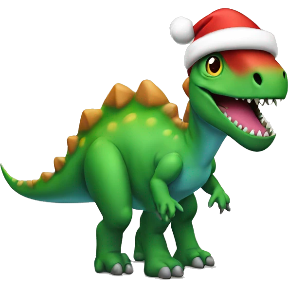 Dinosaur with Santa hat emoji
