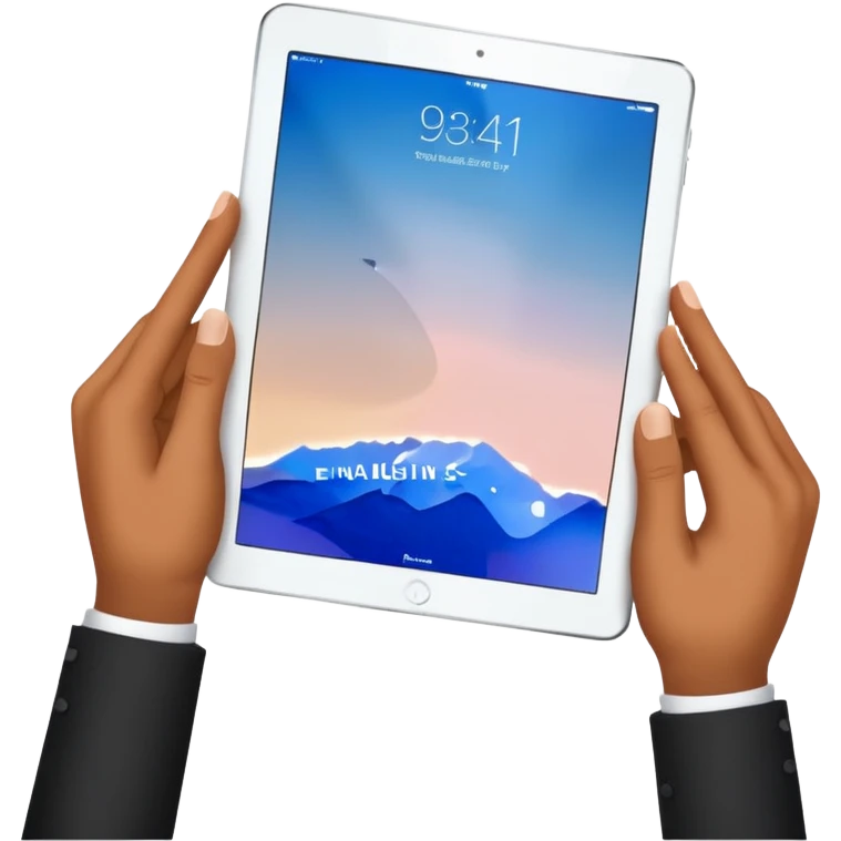 2 hands holding an ipad, no arms emoji