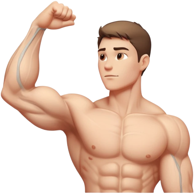 muscular arm of white young man, focus on the arm emoji