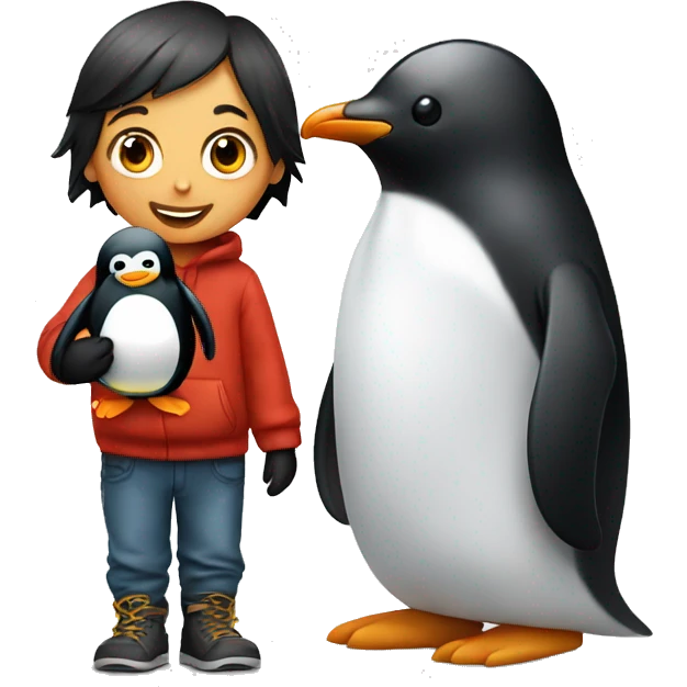 child with penguin emoji