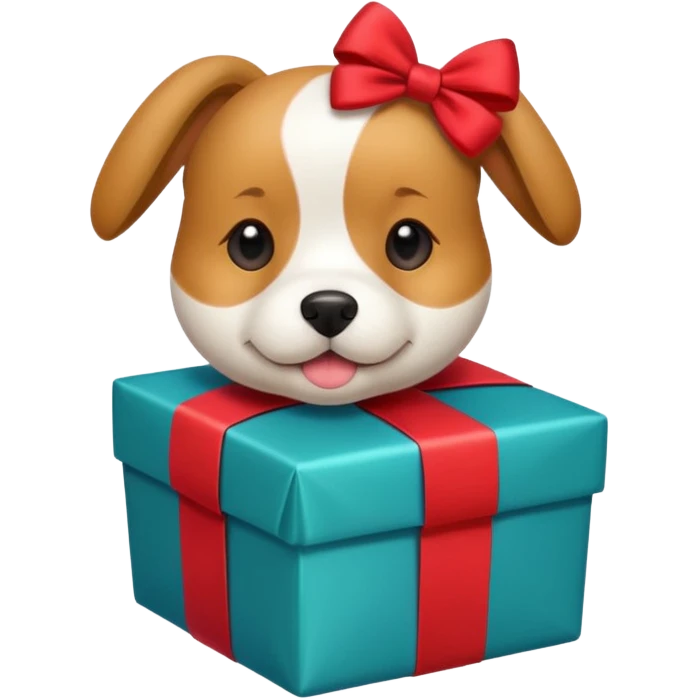 Dog in wrapped new yaer emoji