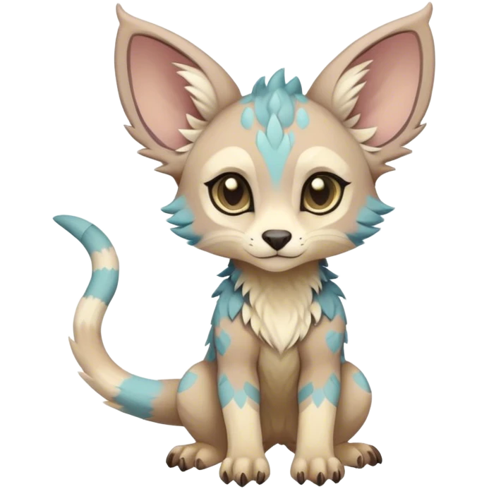 Feral Rare Fantasy cute pastel Vernid-Trico-species by LiLaiRa, markings, tufted ears, full body emoji