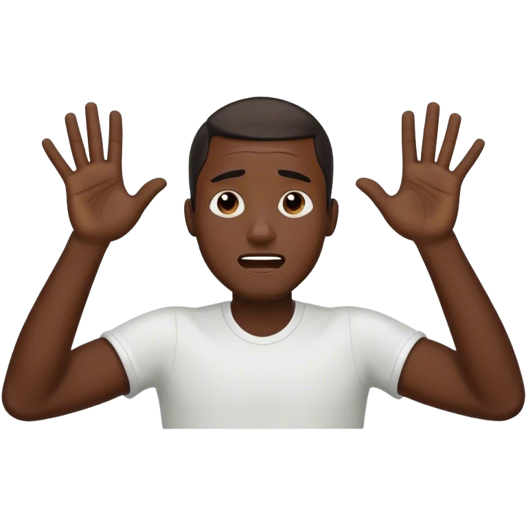 Black man with his hands up in the air and crying  emoji