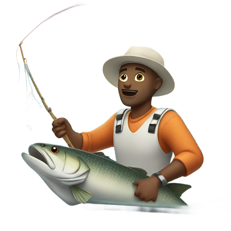 White person catching fish off a boat emoji