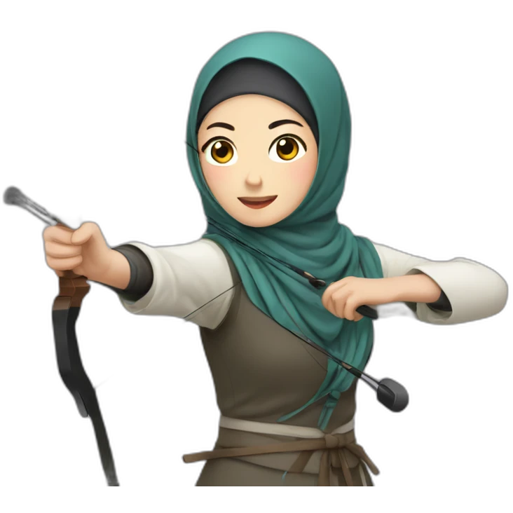 korean hijabi doing archery emoji