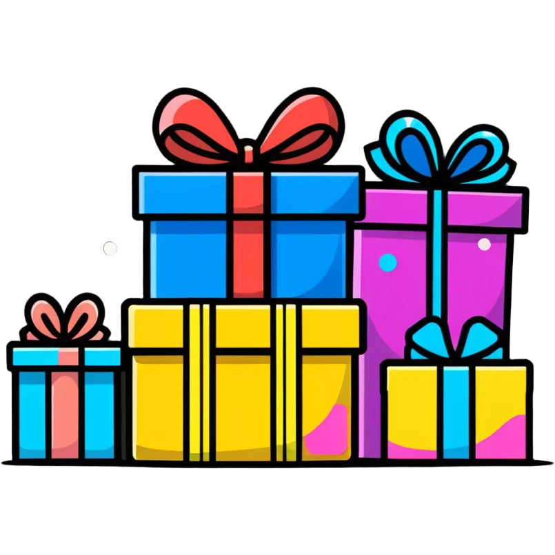 happy birthday celebration with gifts and confetti emoji