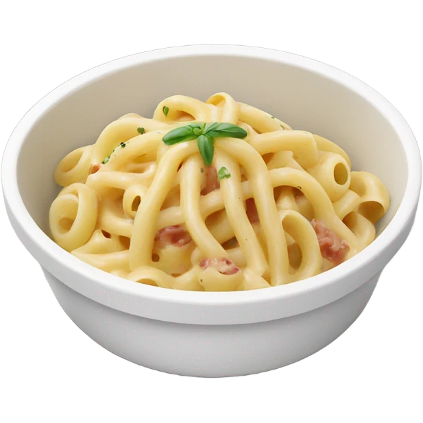Pasta carbonara in white wok pack emoji