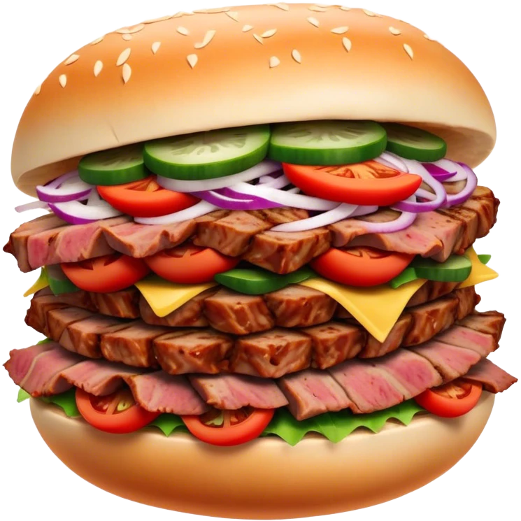 Cinematic Realistic Doner Kebab Dish Emoji, showcasing succulent, spiced meat shaved from a rotating spit rendered with lifelike detail and dynamic, appetizing lighting. emoji