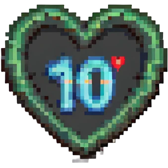 icon showing '100' with a heart or like symbol in pixel art style emoji