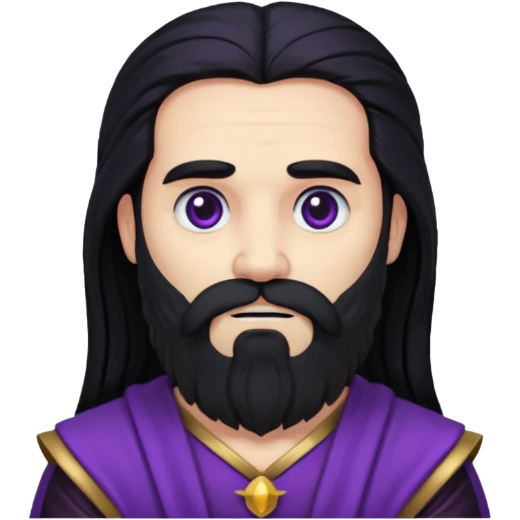Pluto, Death God from Rome Mythology with long black hair and beard, black and purple outfit emoji