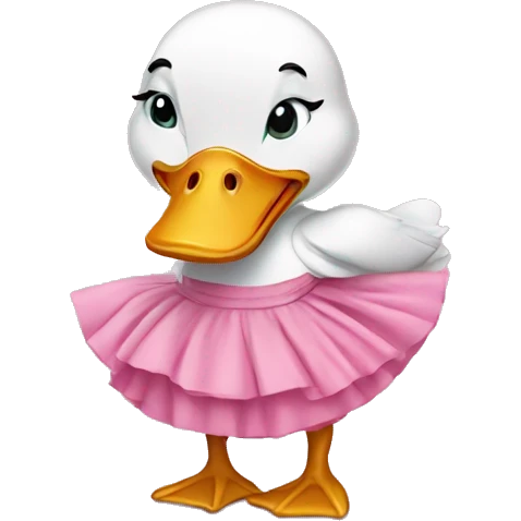 duck wearing a pink skirt emoji