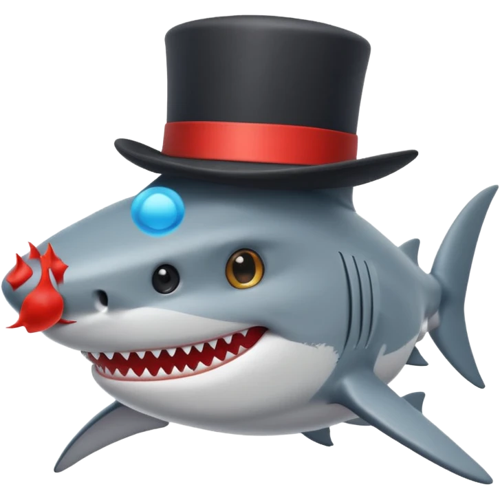Shark with a top hat emoji