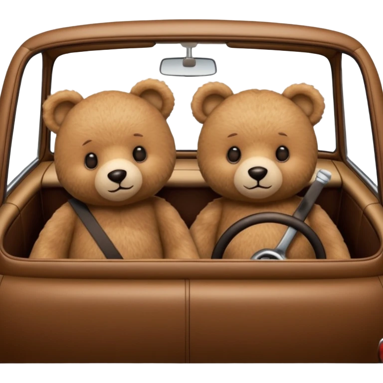 Two teddy bears in car emoji