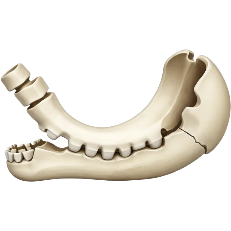 Detached jawbone lying cracked on the ground. emoji