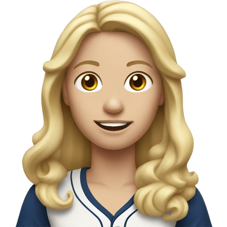 Baseball mom with long blonde hair emoji