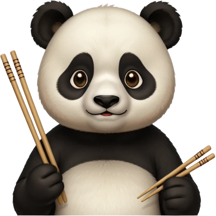 cute hungry panda with chopsticks eating emoji