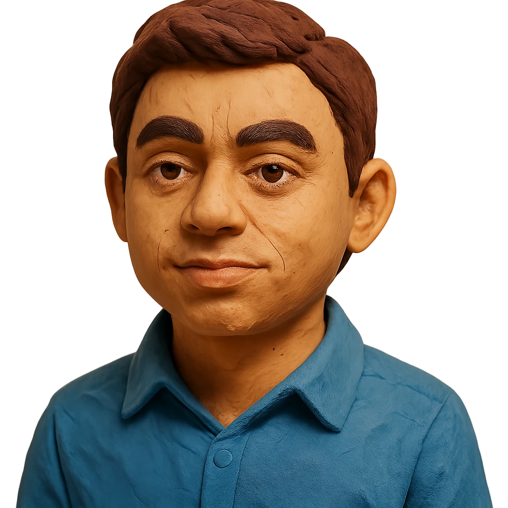 claymation style portrait of Jawed Karim, YouTube founder emoji