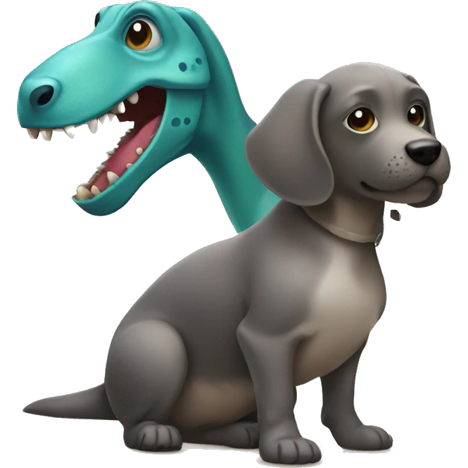 dog play with dinosaur emoji