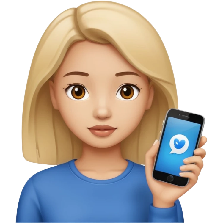 girl with phone and social media emoji