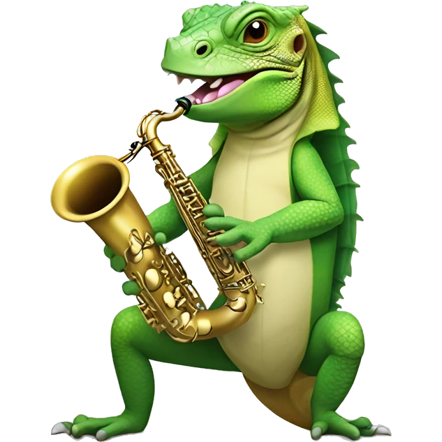 Iguana playing the saxophone  emoji