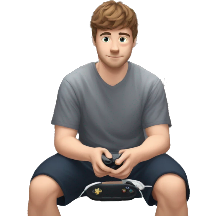 mr beast playing video games with conrtroller , half body emoji