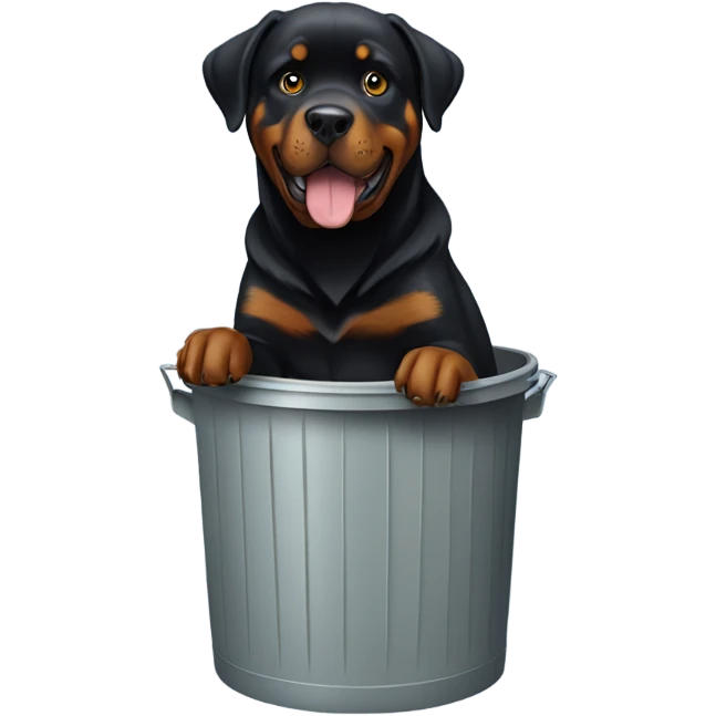 Rottweiler bringing in garbage can emoji