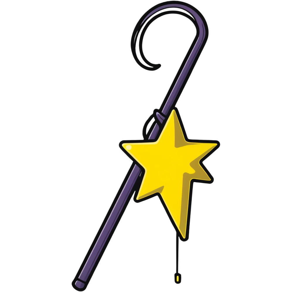 magic wand with yellow star emoji