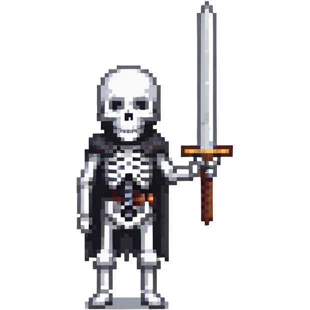 skeleton with a sword standing pose emoji