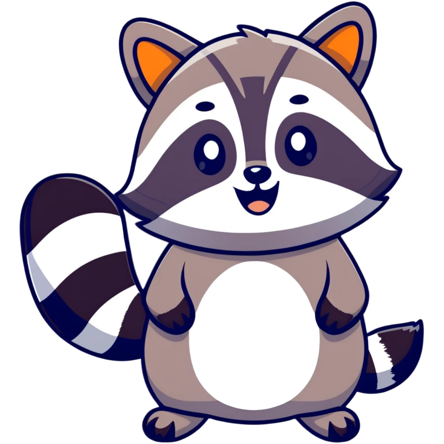 raccoon waving hello emoji