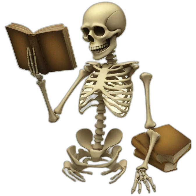 skeleton with book emoji