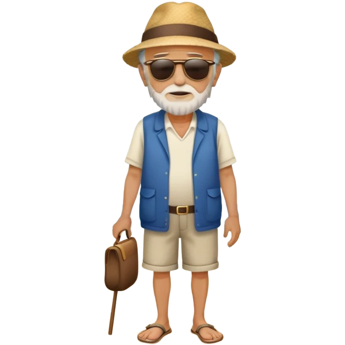 full body Old man on beach  emoji