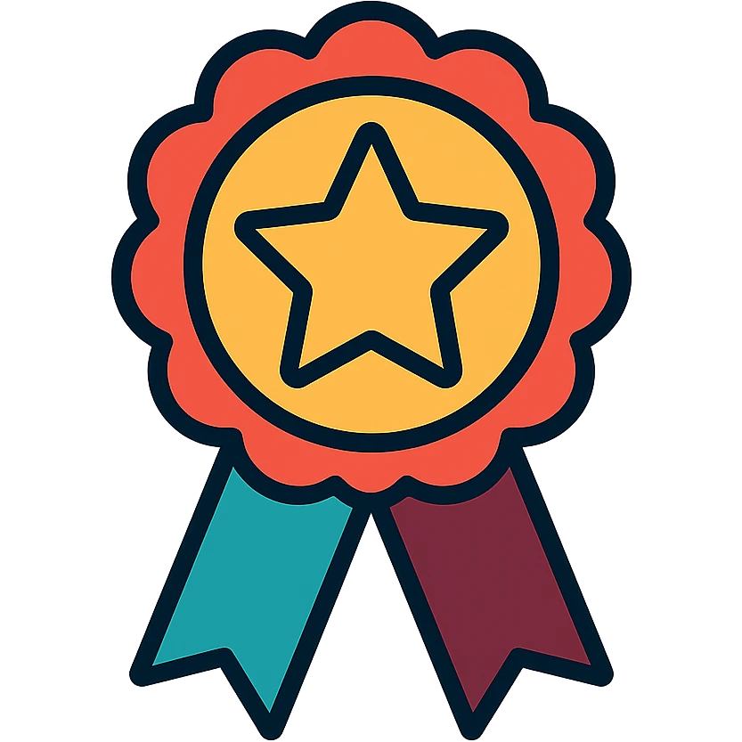 vector icon of a most popular award badge with gold and colorful elements, elegant and minimalist flat design, isolated on white background, 2D flat vector, trending icon look, soft shadows, no text, perfect for commercial use, icon style, variation 4 emoji