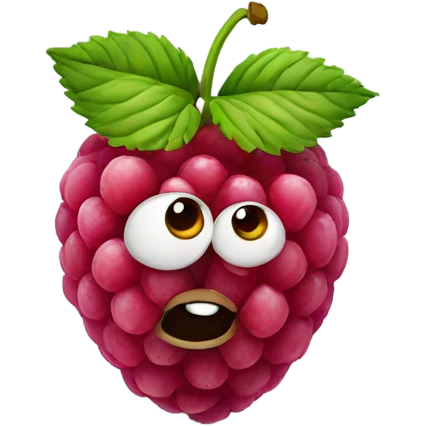 raspberry with eyes and a flower in its head emoji