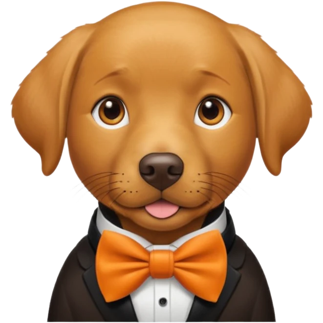 Labrador with orange bow tie, portrait emoji