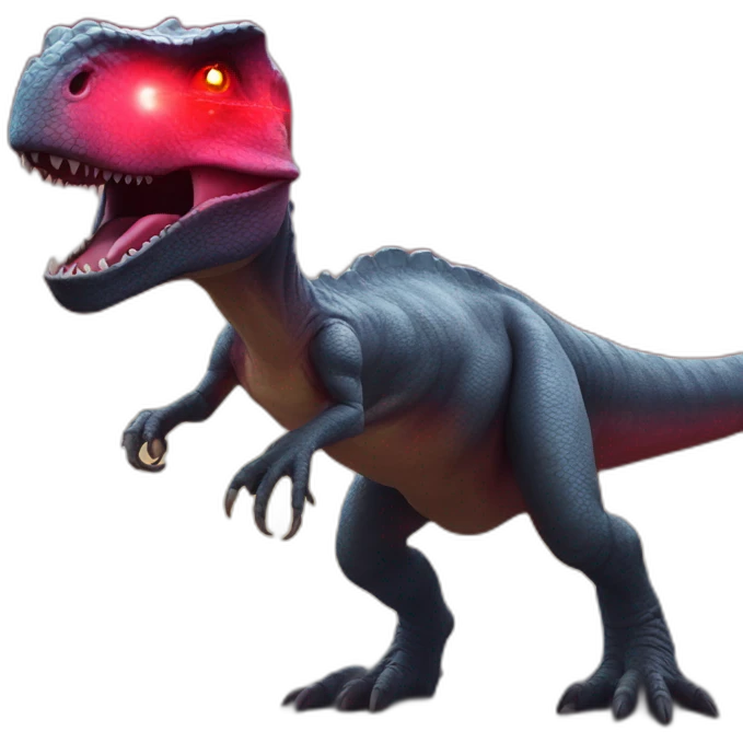 Dinosaur with red lasers coming out of the eyes emoji
