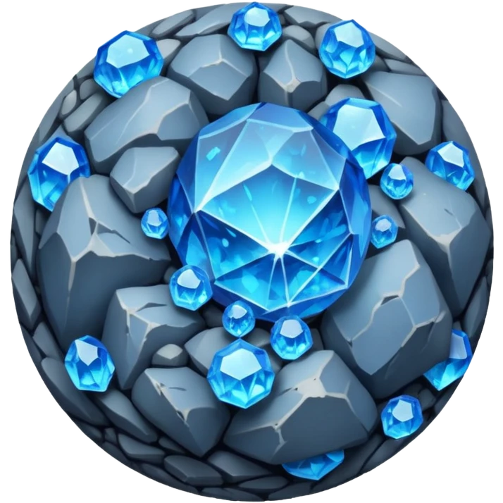 planet, surface covered in glowing crystals and rock  emoji