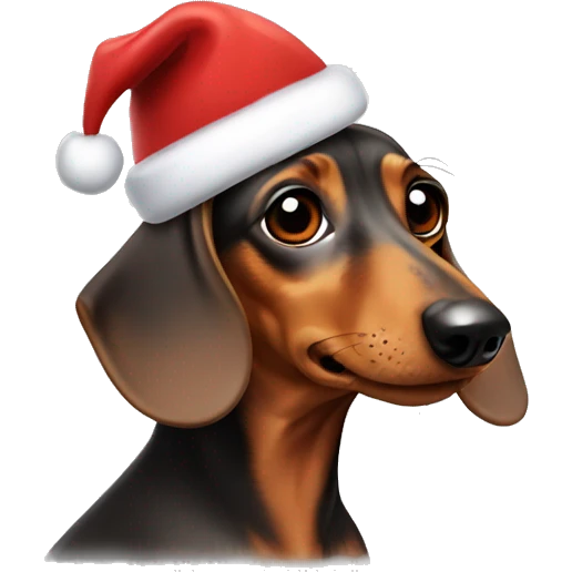 Dachshund with a santa hat emoji