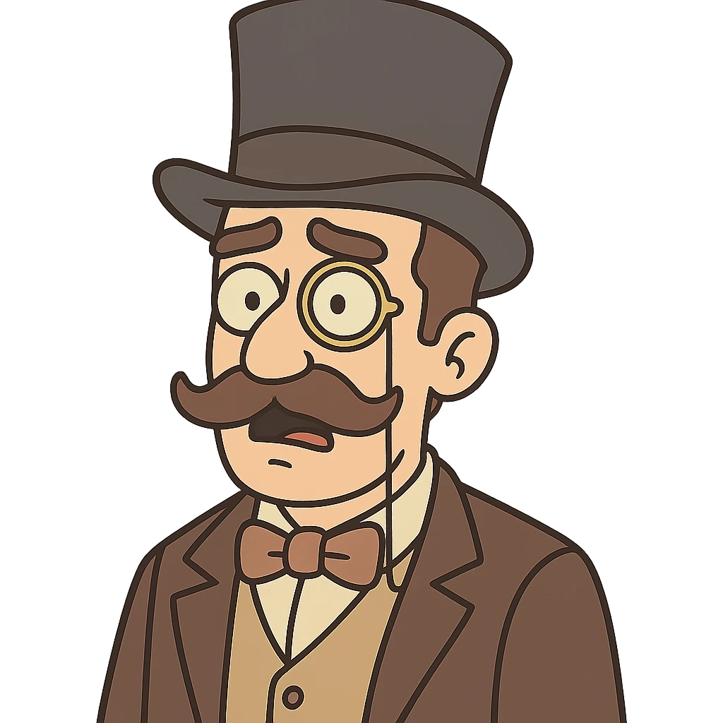 a man with a mustache, wearing a top hat and a monocle emoji
