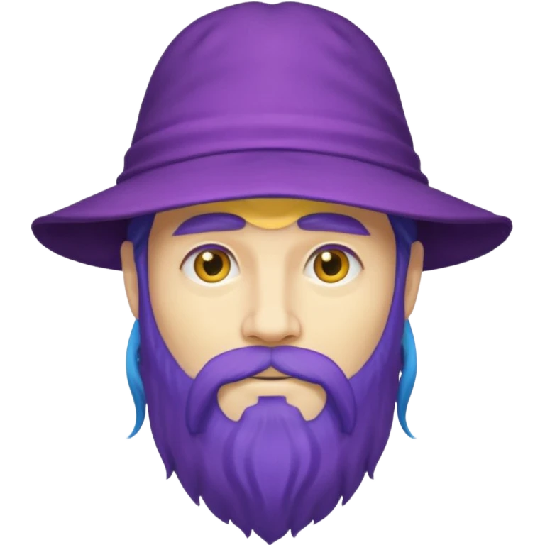 purple bearded, blue very long haired man with yellow hat emoji