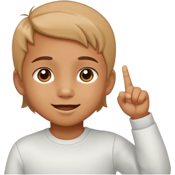 child pointing to their forehead, cheerful and clear emoji