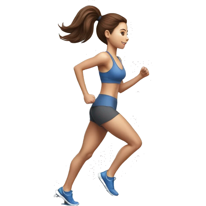 Full hyperrealistic pencil drawing of athletic girl with brown hair doing cardio on treadmill emoji